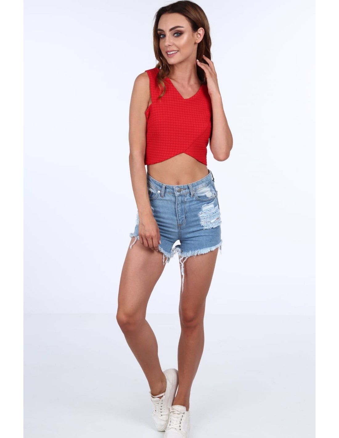 Top with zipper on the back, red 20688 - Online store - Boutique